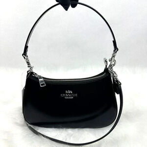 Coach Teri Shoulder Bag Crossbody In Leather Silver/Black CV938 NWT